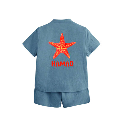 Light Blue Summer Shirt Set Star Fish 2