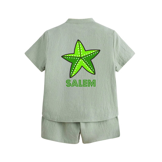 Light Green Summer Shirt Set Star Fish