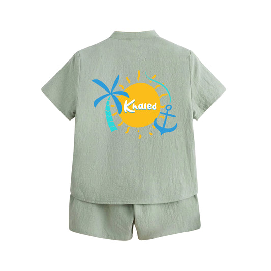 Light Green Summer Shirt Set Beach