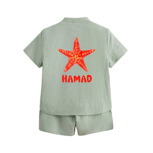 Light Green Summer Shirt Set Star Fish 2