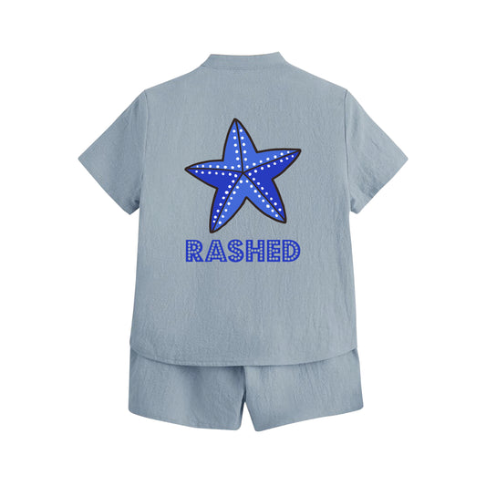 Gray Summer Shirt Set Star Fish