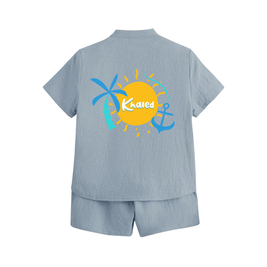 Gray Summer Shirt Set Beach