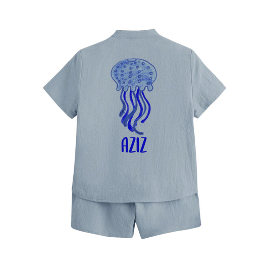 Gray Summer Shirt Set Jelly Fish