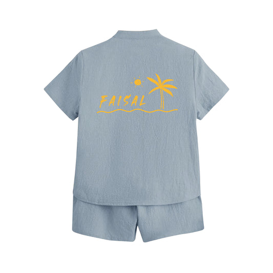 Gray Summer Shirt Set Beach 2