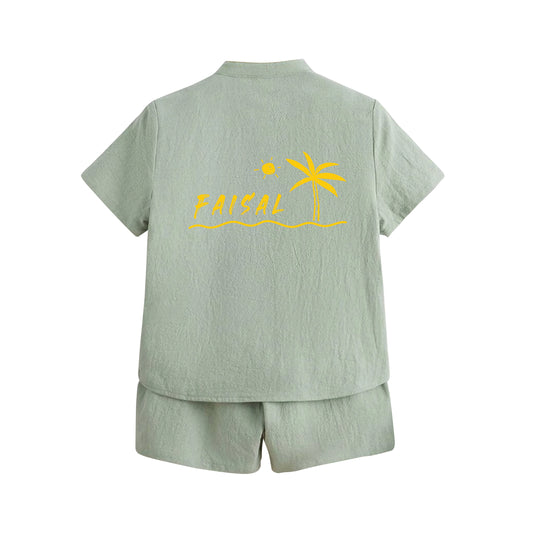 Light Green Summer Shirt Set Beach 2