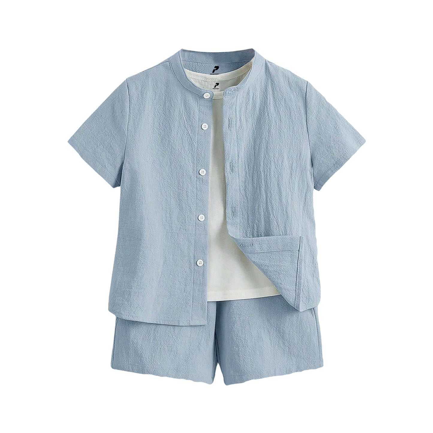 Gray Summer Shirt Set Sun