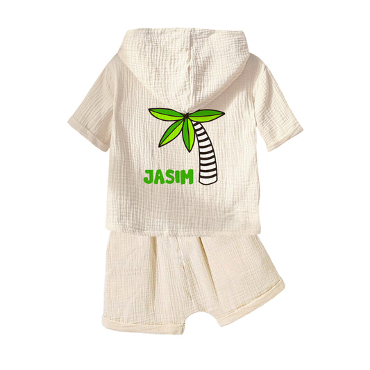 Summer Short Hoodie Set Palm Tree