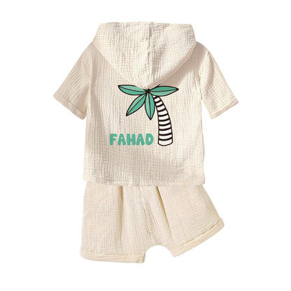 Summer Short Hoodie Set Palm Tree