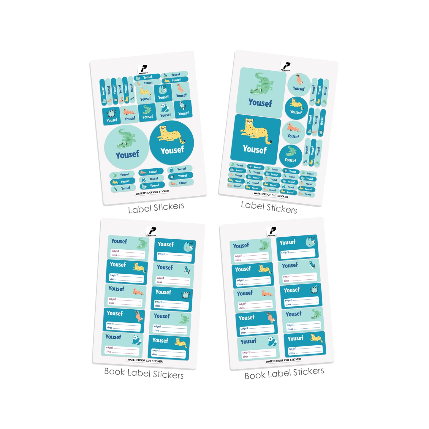 School Label Stickers Pack D117 - Animal