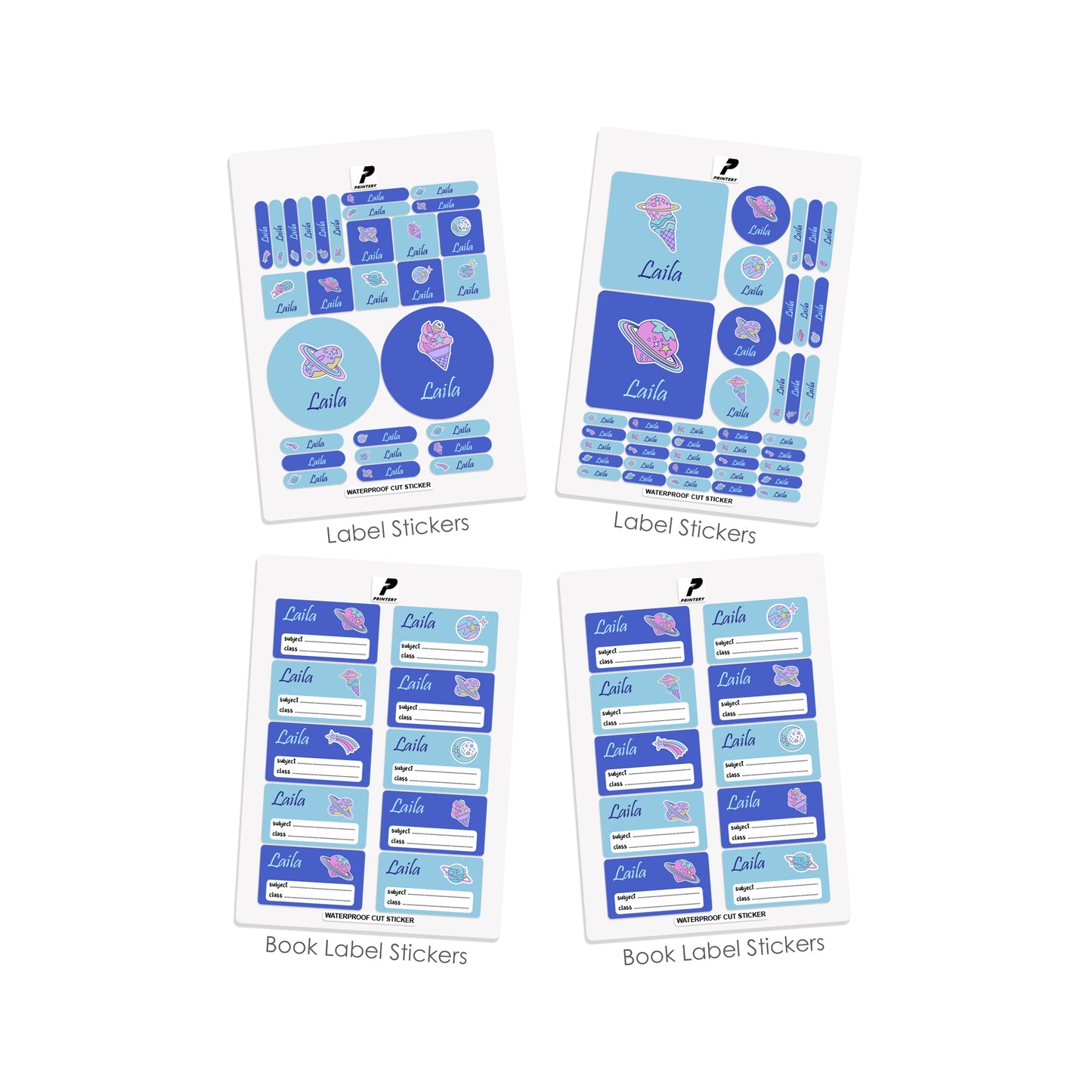 School Label Stickers Pack D110 - Ice Creams & Donuts