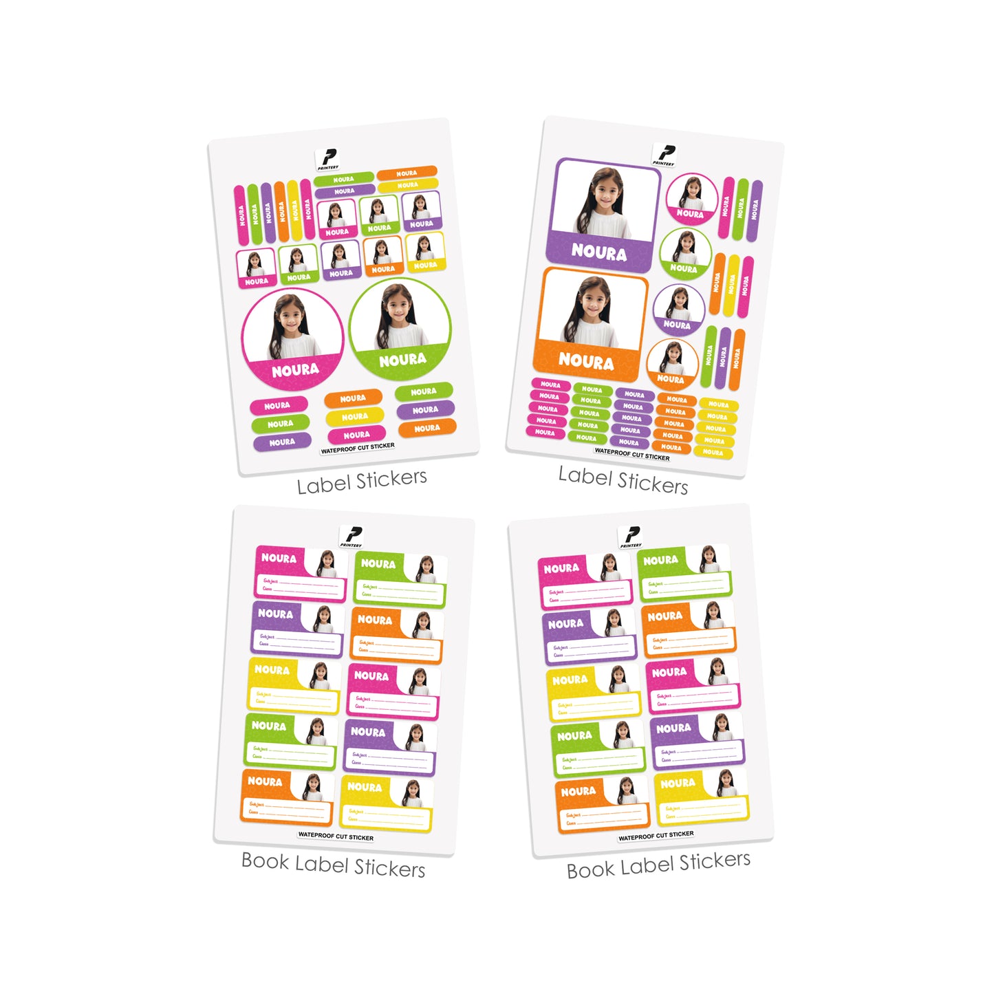 School Label Stickers Pack D133 - Girl Photo Theme