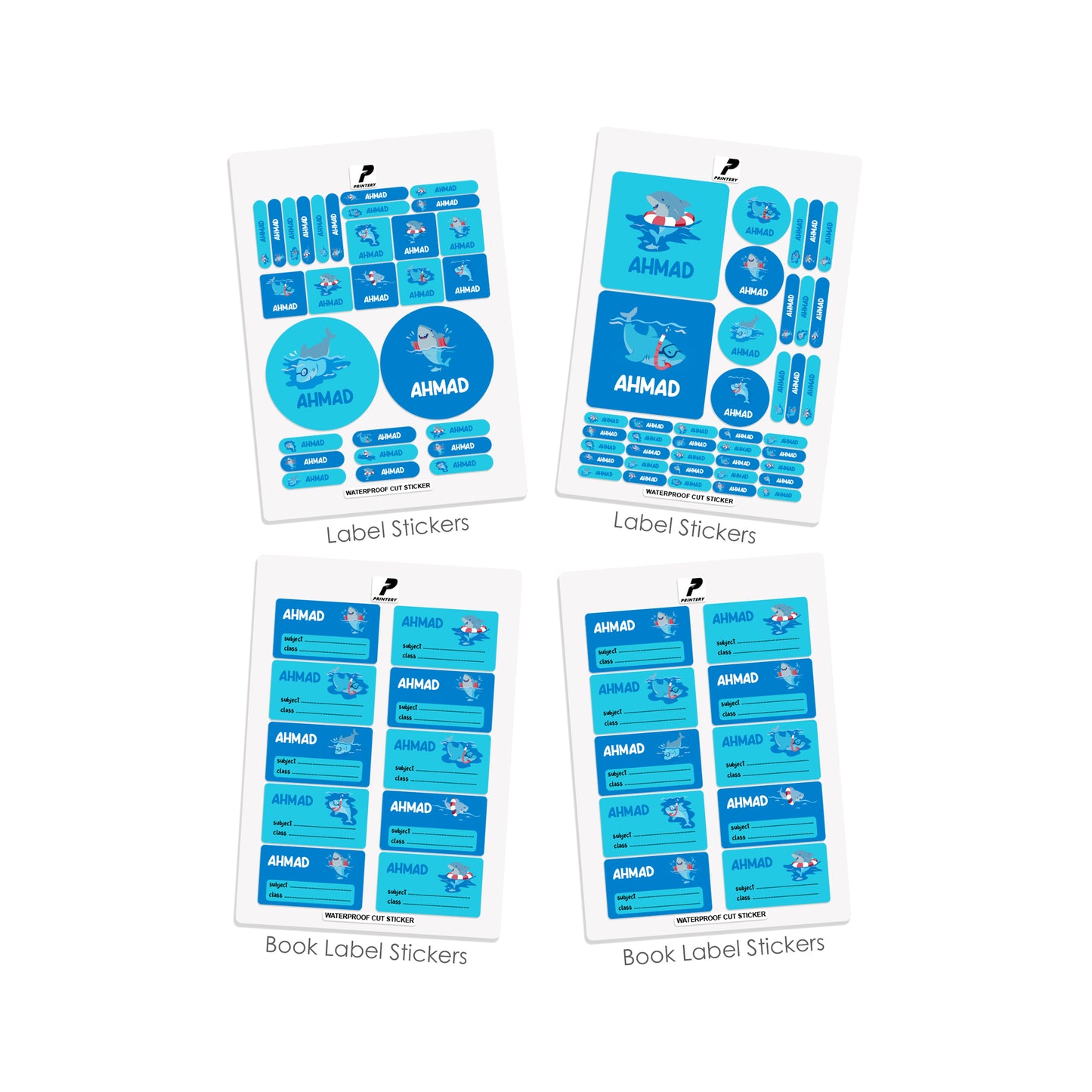 School Label Stickers Pack D112 - Shark