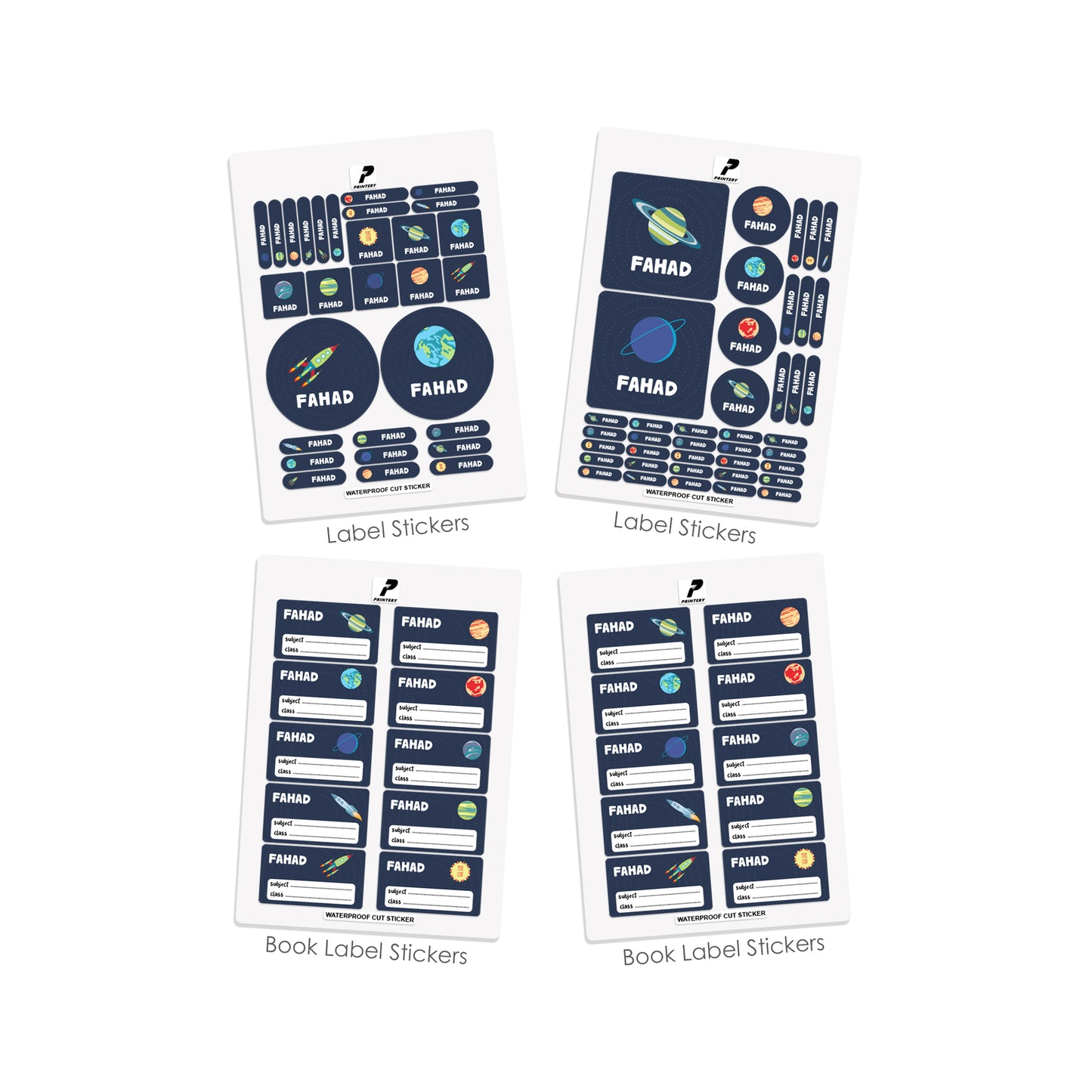 School Label Stickers Pack D107 - Space