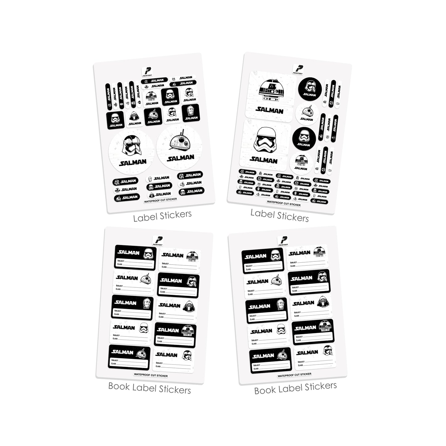 School Label Stickers Pack D124 - Starwars