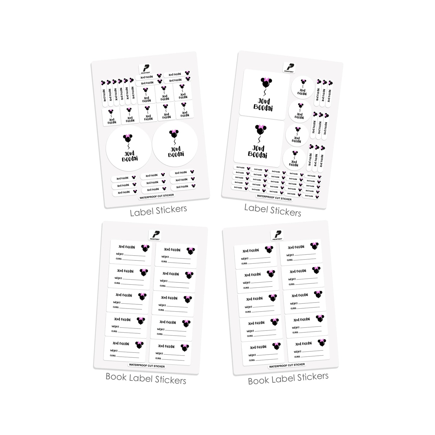 School Label Stickers Pack D050 - Minnie Mouse