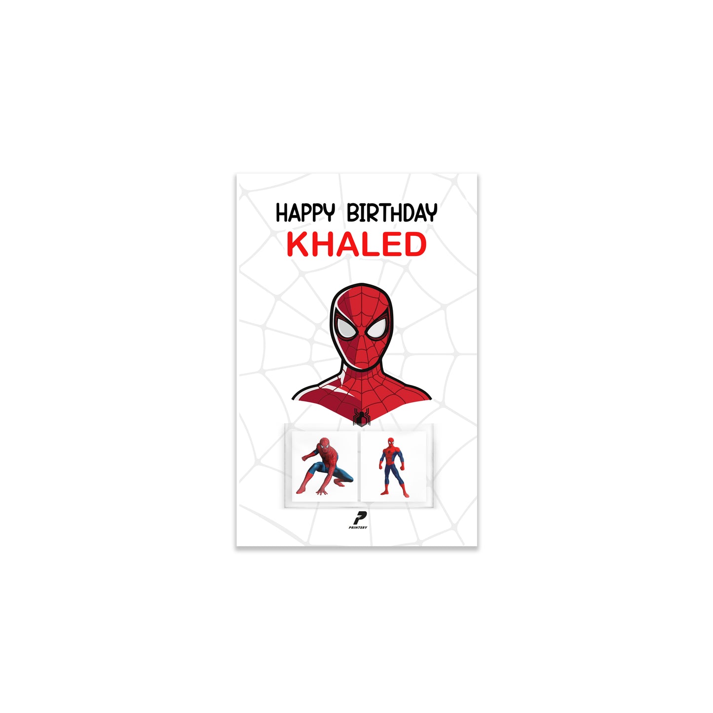 Spiderman Theme Birthday Tattoo Card