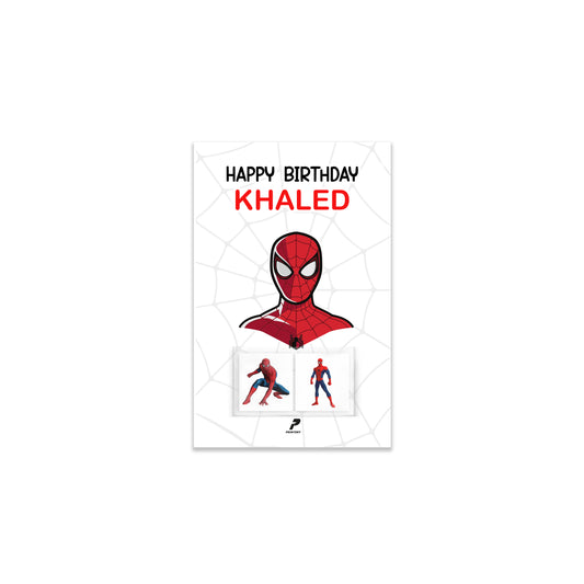 Spiderman Theme Birthday Tattoo Card