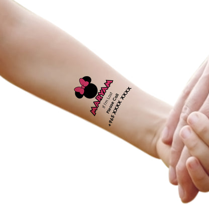 Minnie Mouse Theme Child Safety Travel Tattoo