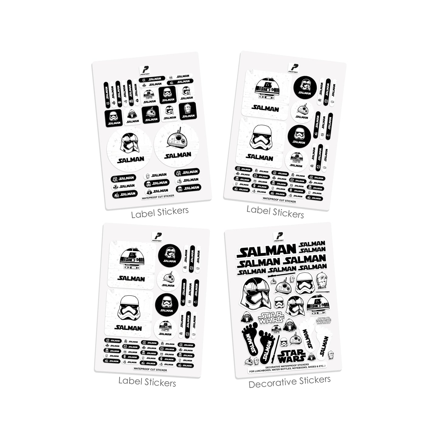 School Label Stickers Pack D124 - Starwars