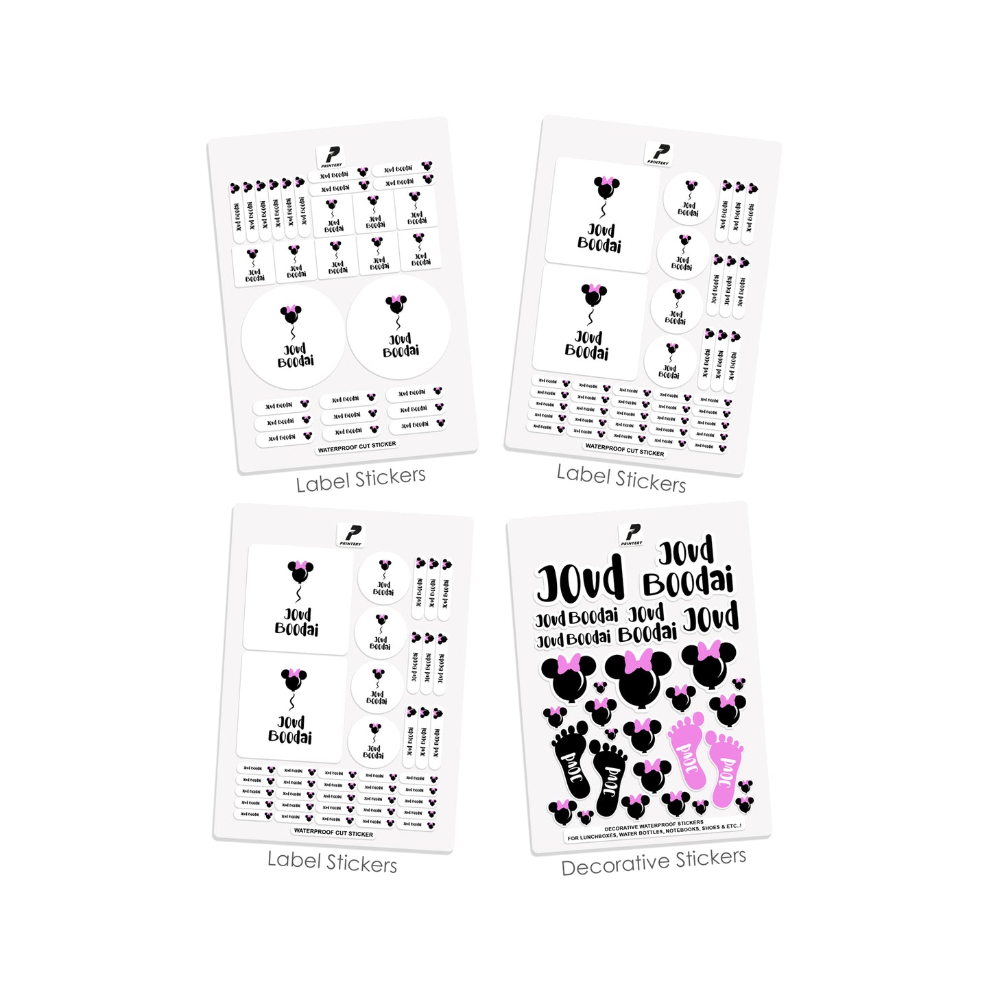 School Label Stickers Pack D050 - Minnie Mouse