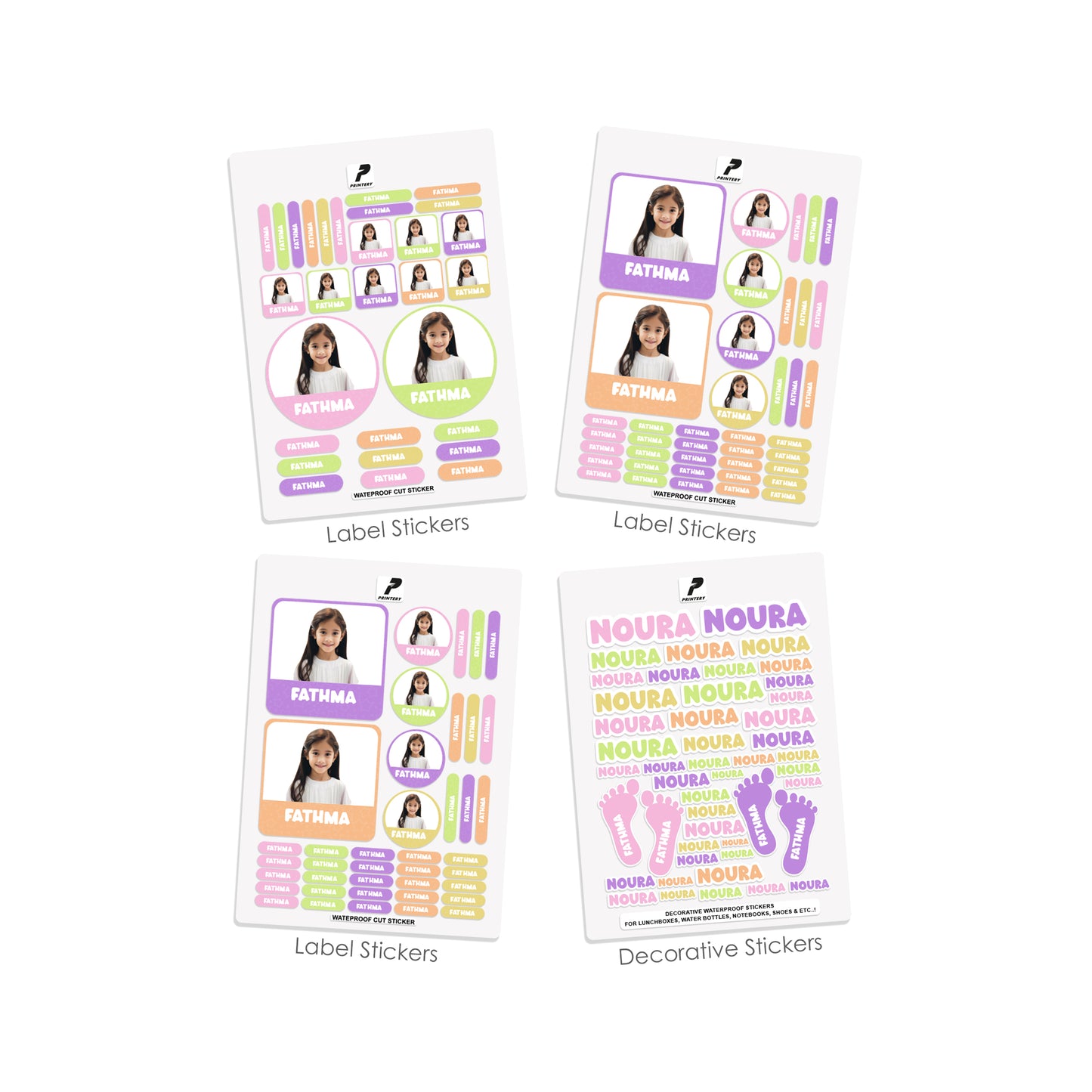 School Label Stickers Pack D134 - Girl Photo Theme