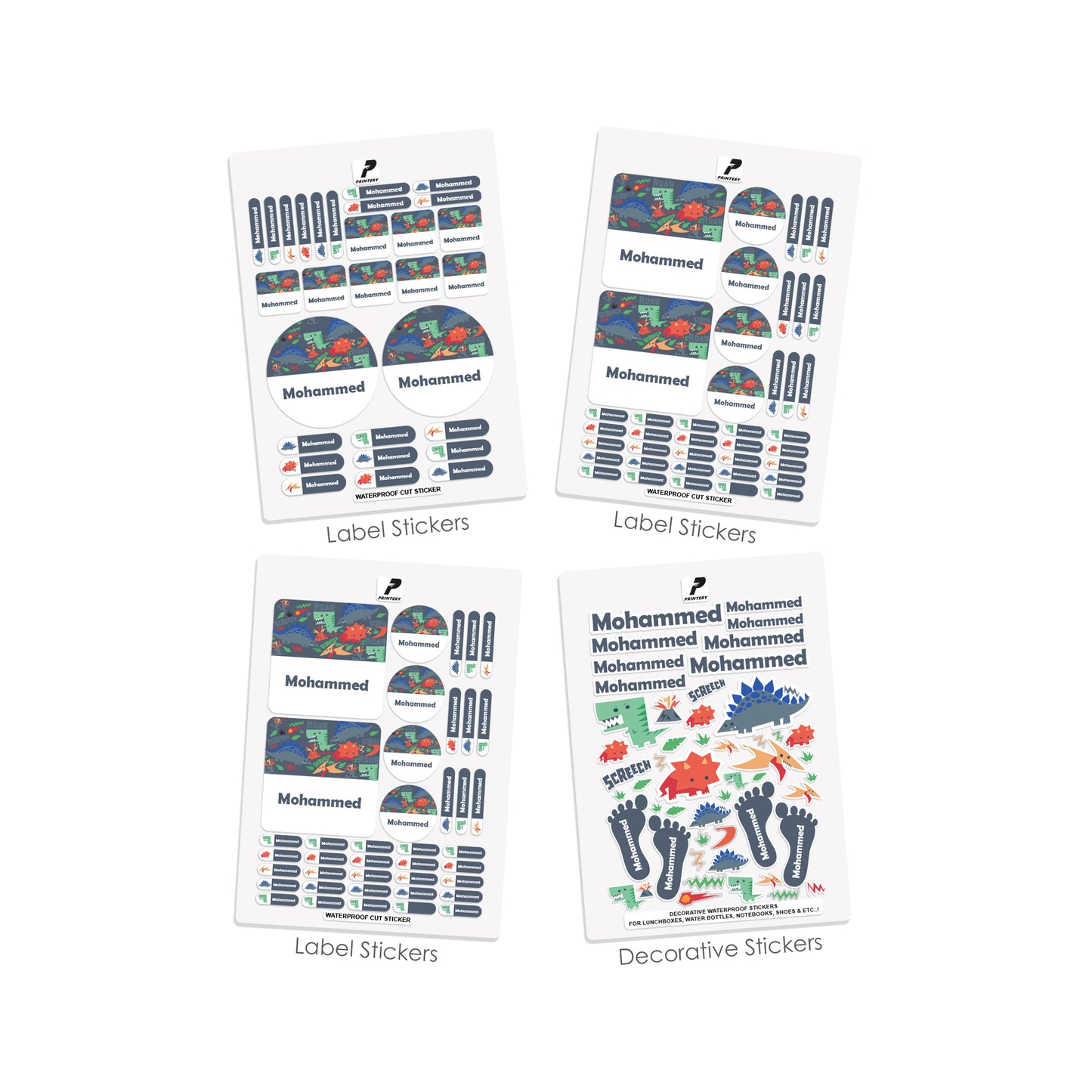 School Label Stickers Pack D121 - Dinosaur