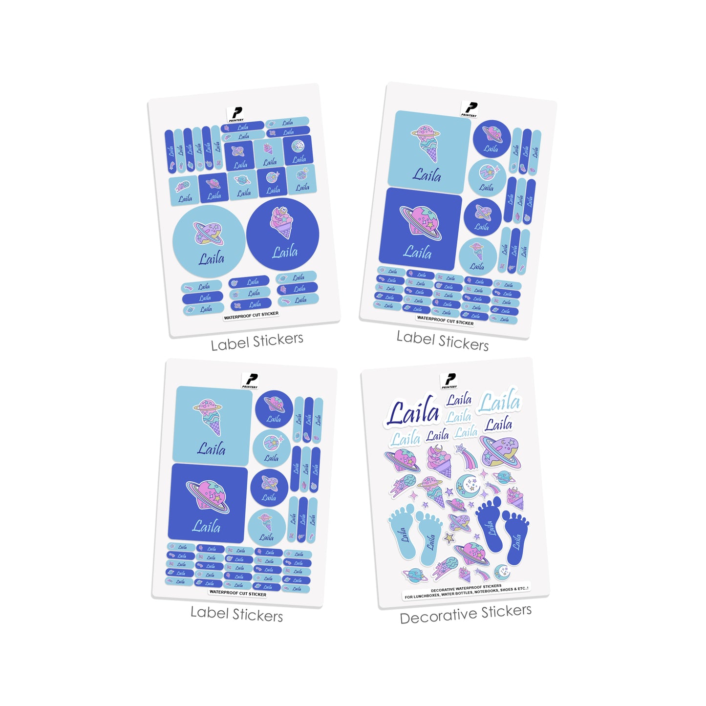 School Label Stickers Pack D110 - Ice Creams & Donuts