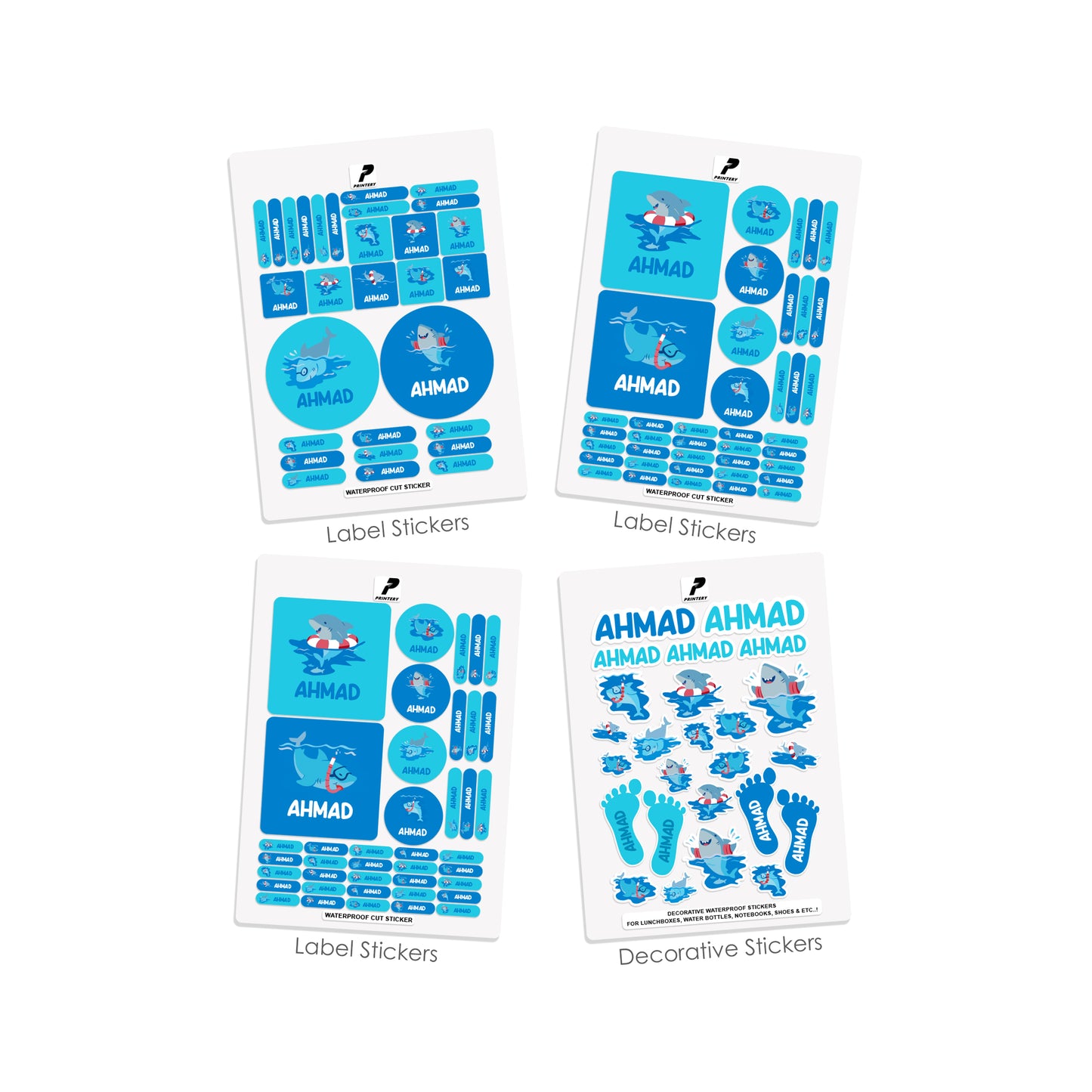 School Label Stickers Pack D112 - Shark