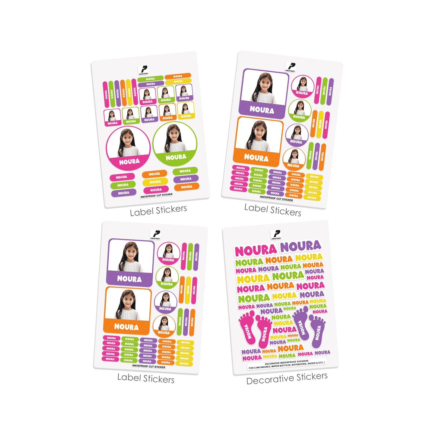 School Label Stickers Pack D133 - Girl Photo Theme