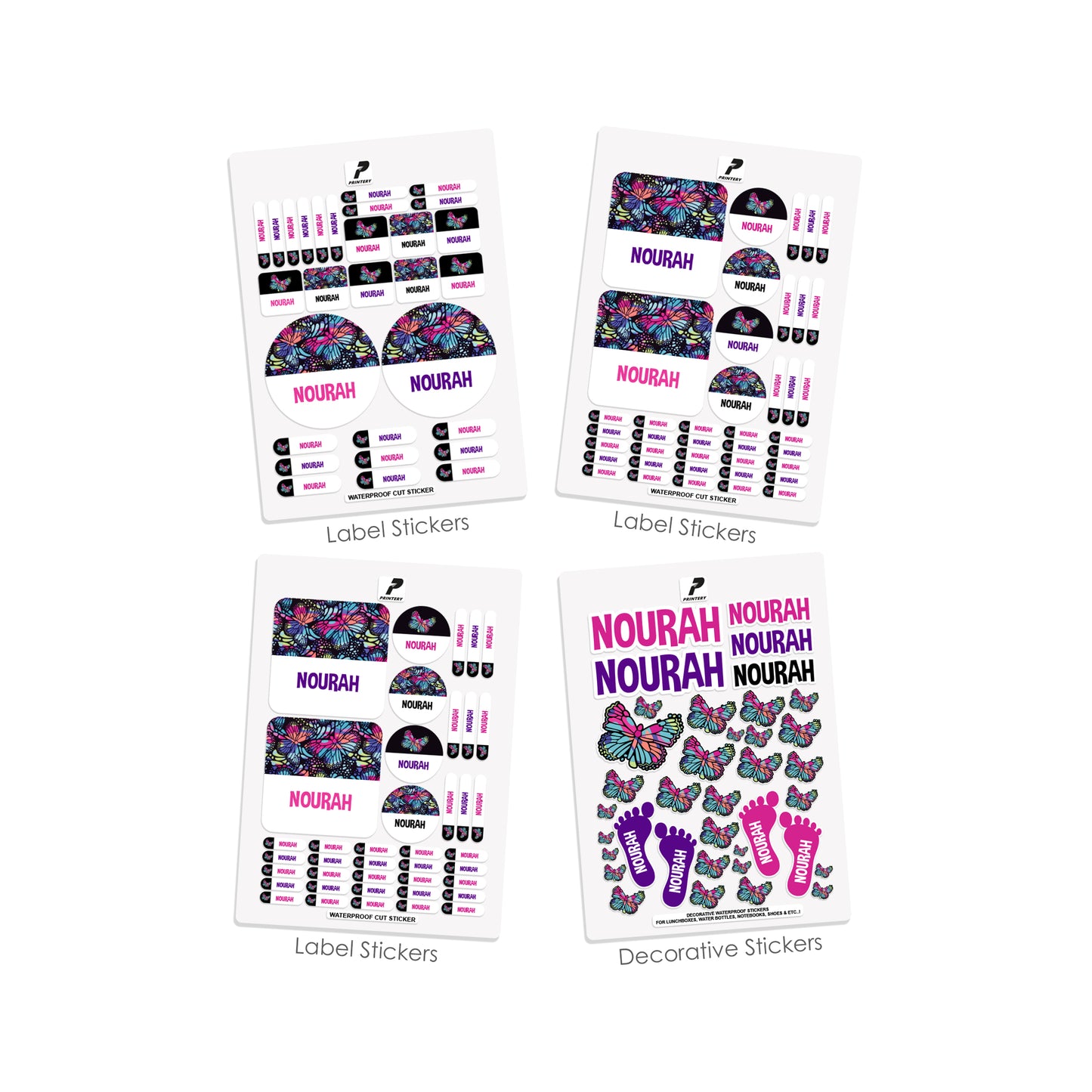 School Label Stickers Pack D118 - Butterfly